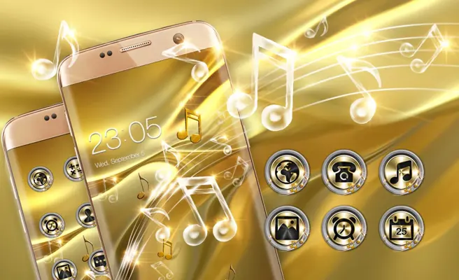 Gold Silk Glitter Theme Dynamic Luxury music android App screenshot 0