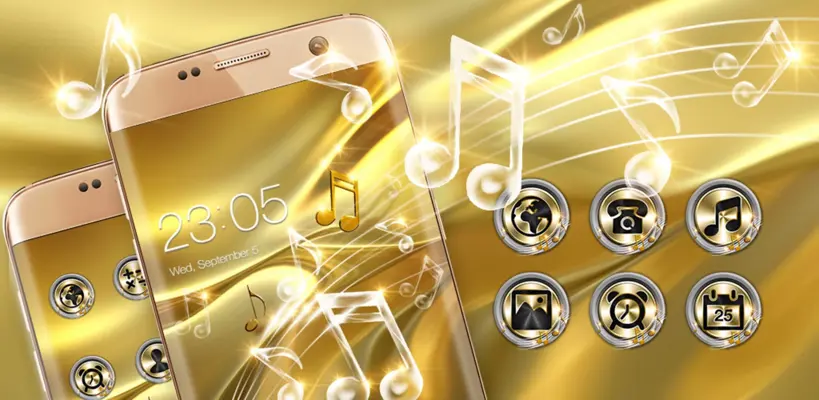 Gold Silk Glitter Theme Dynamic Luxury music android App screenshot 1