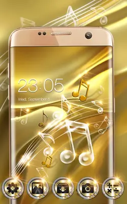 Gold Silk Glitter Theme Dynamic Luxury music android App screenshot 2